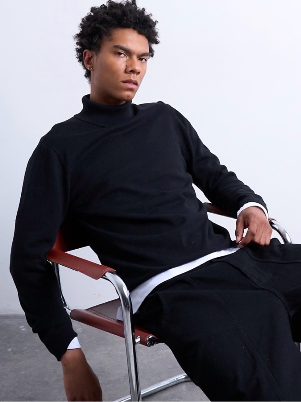 Screen Worn The Boys TOPMAN Black Cotton Turtleneck Sweater Men's S